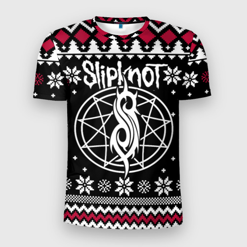 Мужская футболка 3D Slim Slipknot christmas sweater, цвет 3D печать