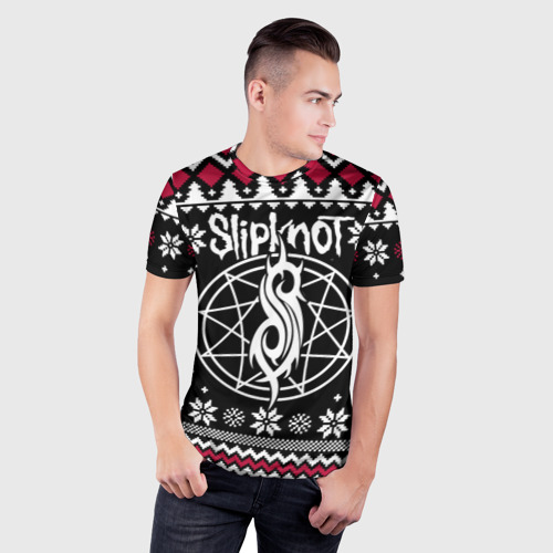 Мужская футболка 3D Slim Slipknot christmas sweater, цвет 3D печать - фото 3