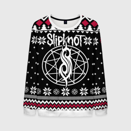 Мужской свитшот с принтом Slipknot christmas sweater, вид спереди №1