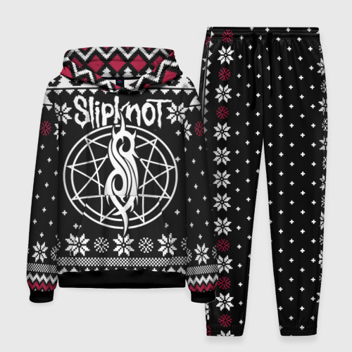 Мужской костюм с толстовкой 3D Slipknot christmas sweater, цвет черный