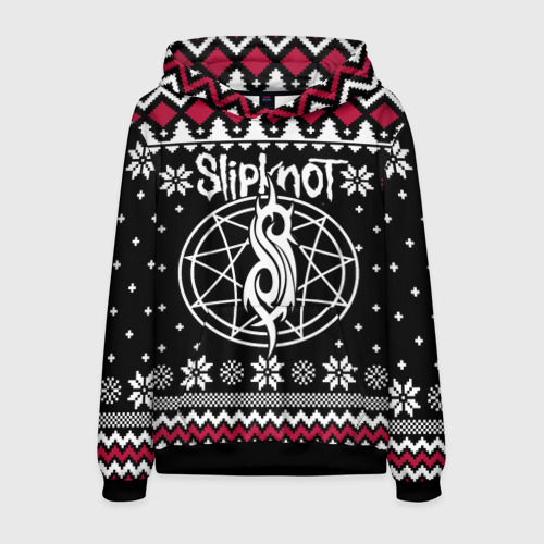 Мужская толстовка 3D Slipknot christmas sweater, цвет черный