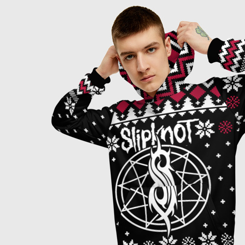 Мужская толстовка 3D Slipknot christmas sweater, цвет черный - фото 5