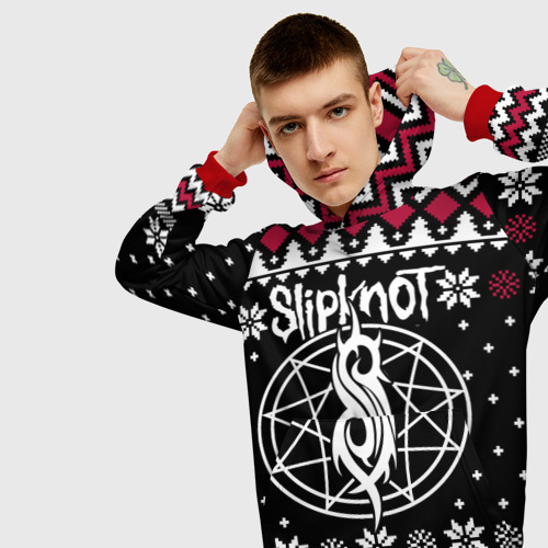 Мужская толстовка 3D Slipknot christmas sweater, цвет красный - фото 5
