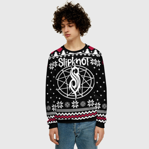 Мужской свитшот 3D Slipknot christmas sweater, цвет черный - фото 3