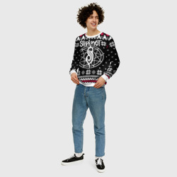 Свитшот с принтом Slipknot christmas sweater для мужчины, вид на модели спереди №3. Цвет основы: белый