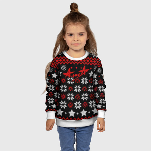 Детский свитшот 3D Алиса новогодний свитер, цвет 3D печать - фото 7