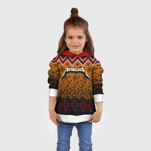 Детская толстовка 3D Metallica christmas sweater, цвет белый - фото 4