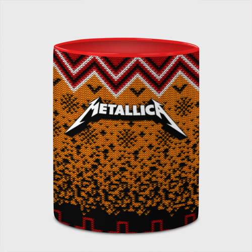 Кружка с полной запечаткой Metallica christmas sweater, цвет белый + красный - фото 4