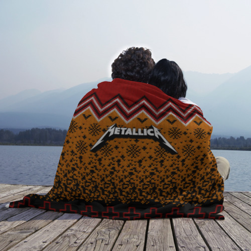 Плед 3D Metallica christmas sweater, цвет 3D (велсофт) - фото 3