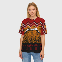 Женская футболка oversize 3D Metallica christmas sweater - фото 2