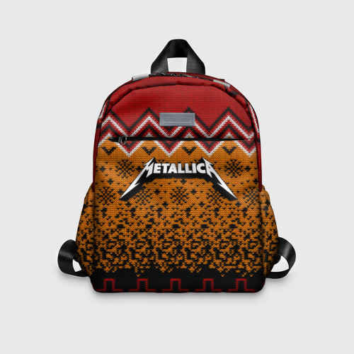 Детский рюкзак 3D с принтом Metallica christmas sweater, вид спереди #2