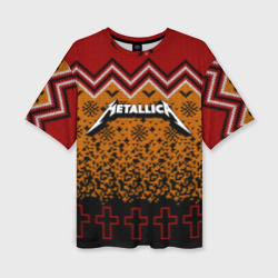 Женская футболка oversize 3D Metallica christmas sweater
