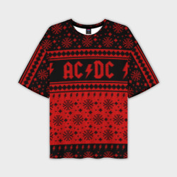 Мужская футболка oversize 3D AC/DC christmas sweater