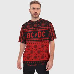 Мужская футболка oversize 3D AC/DC christmas sweater - фото 2