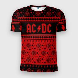 Мужская футболка 3D Slim AC/DC christmas sweater