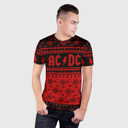 Мужская футболка 3D Slim AC/DC christmas sweater - фото 2