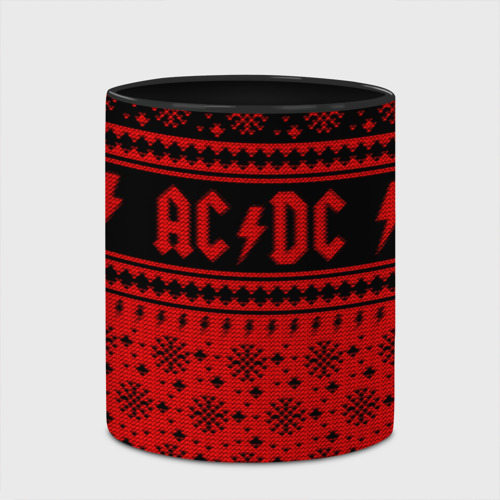 Кружка с полной запечаткой AC/DC christmas sweater, цвет белый + черный - фото 4