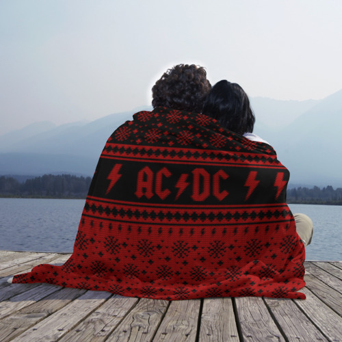 Плед 3D AC/DC christmas sweater, цвет 3D (велсофт) - фото 3