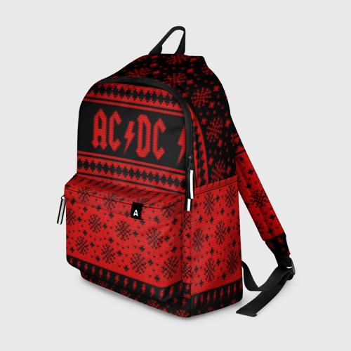 Рюкзак 3D с принтом AC/DC christmas sweater, вид спереди #2