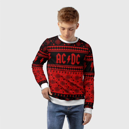 Детский свитшот 3D AC/DC christmas sweater, цвет 3D печать - фото 3