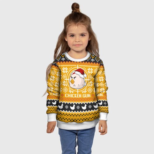 Детский свитшот 3D Chicken gun christmas sweater, цвет 3D печать - фото 7