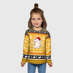 Детский лонгслив 3D Chicken gun christmas sweater - фото 2