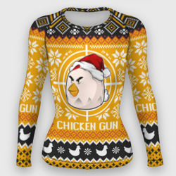Женский рашгард 3D Chicken gun christmas sweater