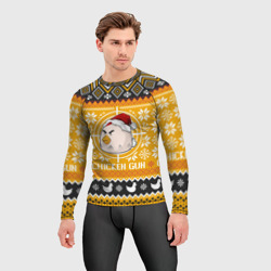 Мужской рашгард 3D Chicken gun christmas sweater - фото 2