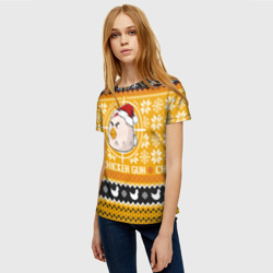 Женская футболка 3D Chicken gun christmas sweater - фото 2