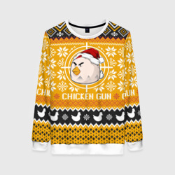 Женский свитшот 3D Chicken gun christmas sweater