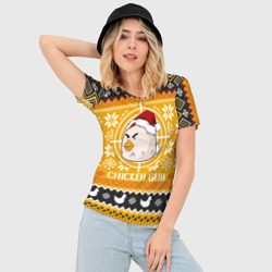 Женская футболка 3D Slim Chicken gun christmas sweater - фото 2