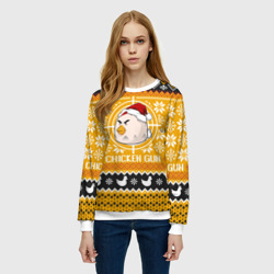 Женский свитшот 3D Chicken gun christmas sweater - фото 2