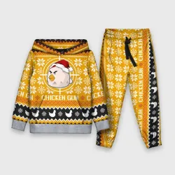 Детский костюм с толстовкой 3D Chicken gun christmas sweater