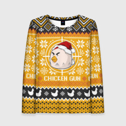Женский лонгслив 3D Chicken gun christmas sweater