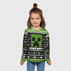 Детский лонгслив 3D Minecraft christmas sweater - фото 2