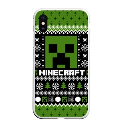 Чехол для iPhone XS Max матовый Minecraft christmas sweater