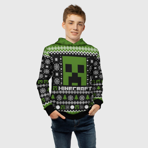 Детская толстовка 3D Minecraft christmas sweater, цвет черный - фото 6