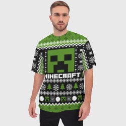 Мужская футболка oversize 3D Minecraft christmas sweater - фото 2