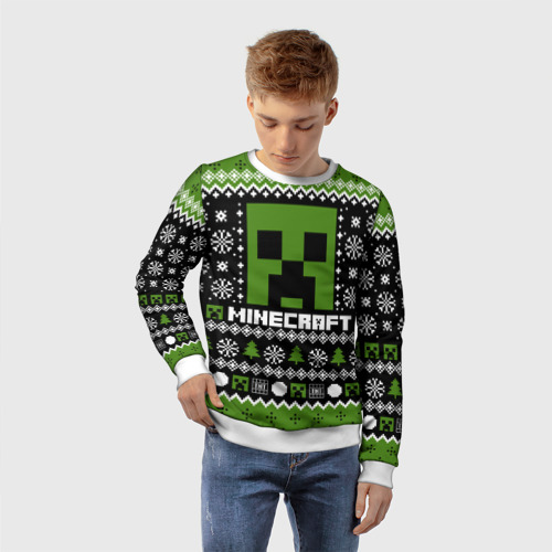 Детский свитшот 3D Minecraft christmas sweater, цвет 3D печать - фото 3