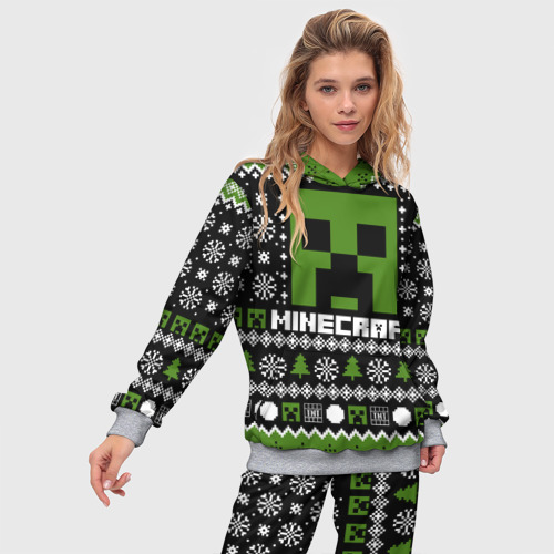 Женский костюм с толстовкой 3D Minecraft christmas sweater, цвет меланж - фото 3