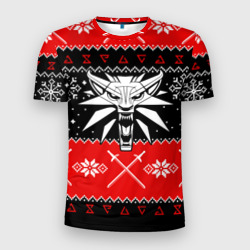 Мужская футболка 3D Slim The Witcher christmas sweater