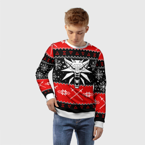 Детский свитшот 3D The Witcher christmas sweater, цвет 3D печать - фото 3