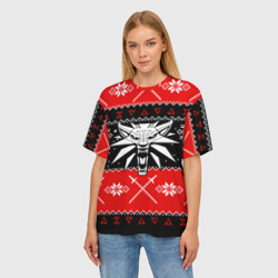 Женская футболка oversize 3D The Witcher christmas sweater - фото 2