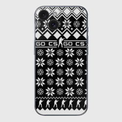 Чехол для iPhone 15 силиконовый с защитой камеры CS GO christmas sweater
