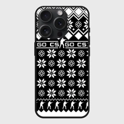 Чехол силиконовый для Apple iPhone 15 Pro Мax матовый CS GO christmas sweater