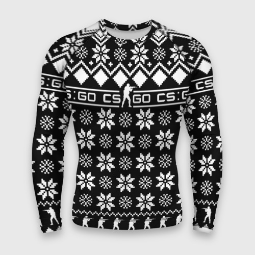 Мужской рашгард 3D с принтом CS GO christmas sweater, вид спереди #2