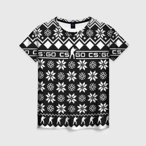 Женская футболка 3D с принтом CS GO christmas sweater, вид спереди #2