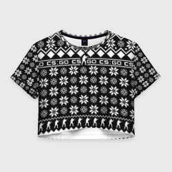 Женская футболка Crop-top 3D CS GO christmas sweater