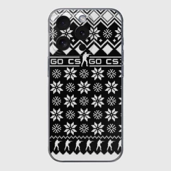 Чехол для iPhone 15 Pro силиконовый с защитой камеры CS GO christmas sweater