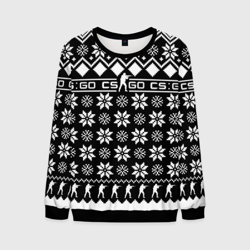 Мужской свитшот 3D CS GO christmas sweater, цвет черный